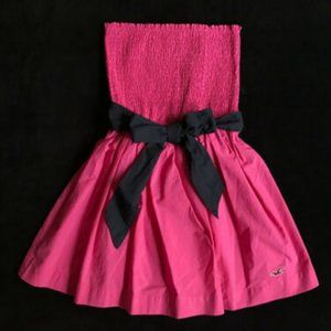 Hollister Pink & Navy Strapless Stretch Mini Dress